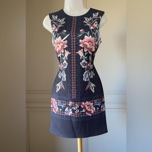 ‧₊˚✮ Sleeveless Navy Blue with vibrant floral print design